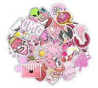 100 Stickers, Neon Girl Stickers, Waterproof Self-Adhesive Decals, Fashion Cool Stickers Set, for Computer, Luggage, Scrapbook (Pink)