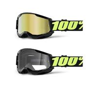 100% Goggles Strata 2 Motocross MX Golden Mirror Cat 3