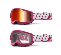 100% STRATA 2 MOTOCROSS MX GOGGLES enduro bike 100 PERCENT MIRROR / CLEAR