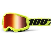 100% STRATA 2 Goggle Fluo/Yellow - Red Mirrored Lens