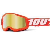 100% Strata 2 Chrome Motocross Goggles, white-orange