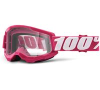 100% Strata 2 Clear Motocross Goggles, white-pink for Men