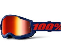 100% Strata 2 Essential Chrome Motocross Goggles, blue/red