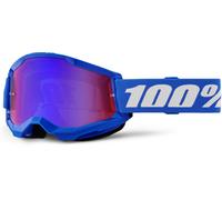 100% Strata 2 Essential Chrome Motocross Goggles, blue/white