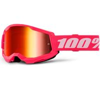 100% Strata 2 Goggles Pink/Mirror Red - Anti-Fog Lens, 9-Point Retention, Ultra Thick Foam, 40mm Silicone-Coated Strap (26013494)