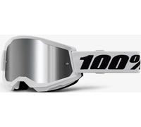100% Strata 2 Essential Chrome Motocross Goggles, white/black