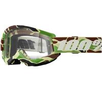 100% Motocross Goggles Strata 2 – Anti-Fog, Sweat-Absorbing Foam – War Camo Clear Lens