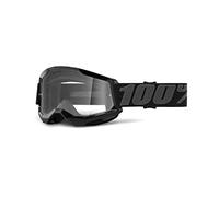100% Strata 2 Goggles | Mirrored & Clear Lens Options | MTB/MX Goggles - Anti-Fog, Sweat-Absorbing Foam, Silicone Strap | Adult Off-Road Riding Eyewear Protection (Black, Clear Lens)