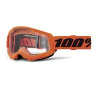 100% Strata 2 Junior Goggles - Neon Orange / Clear Lens