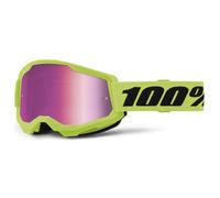 100% Strata 2 Junior Goggles - Neon Yellow / Pink Mirror Lens