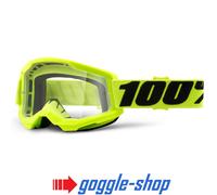 100% STRATA 2 MOTOCROSS MX BIKE MTB GOGGLES FLOU YELLOW CLEAR / MIRROR LENS