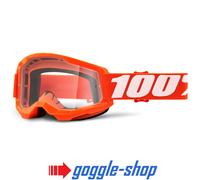 100% STRATA 2 MOTOCROSS MX BIKE MTB GOGGLES ORANGE CLEAR / MIRROR LENS