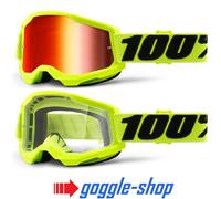 100% STRATA 2 MOTOCROSS MX BIKE MTB GOGGLES FLOU YELLOW CLEAR / MIRROR LENS
