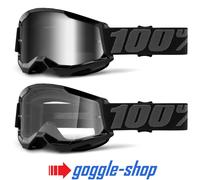 100% STRATA 2 MOTOCROSS MX GOGGLES enduro bike 100 PERCENT MIRROR / CLEAR