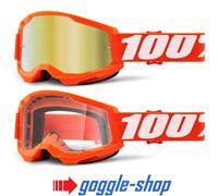 100% STRATA 2 MOTOCROSS MX GOGGLES enduro bike 100 PERCENT MIRROR / CLEAR