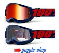 100% STRATA 2 MOTOCROSS MX BIKE MTB GOGGLES MASEGO BLUE CLEAR / MIRROR LENS
