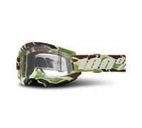 100% Strata 2 War Camo Motocross Goggles, black-grey-green-brown