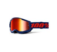 100% Strata 2 MX Motocross Goggles Navy / Red Mirror Lens