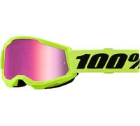 100% Strata 2 Youth Motocross Goggles, neon yellow, One size
