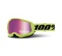 100% Strata 2 Youth Motocross Goggles, neon yellow, One size