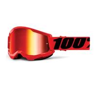 100% Strata 2 Youth MX Offroad Goggles Red w/Red Mirror Lens