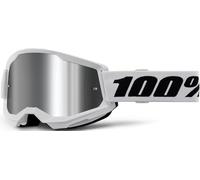 100% Strata 2 Youth MX Offroad Goggles White w/Mirror Silver Lens | 100% STRATA 2 Goggle