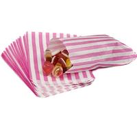 100 - Striped Candy Paper Bags for Sweet Flavor Buffet Wedding Cake Gift Shop (5'' X 7'') (Pink, Qty: 100 Bags)
