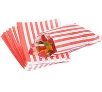 100 - Striped Candy Paper Bags for Sweet Flavor Buffet Wedding Cake Gift Shop (5'' X 7'') (Red, Qty: 100 Bags)