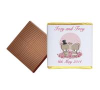 100 Teddy Bear Theme Personalised Chocolate Wedding Favours (Plain Mint)