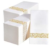 100 The Best Quality Elegant Disposable Guest Napkins | Soft and Absorbent Linen-Feel Hand Napkins | Durable Decorative Bathroom Hand Napkins | Good for Kitchen, Parties, Weddings, Dinner or Events