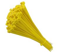 100 Tie Wraps Cable Ties Fasteners Wire Zip Strap Cord Strong Nylon Plastic Durable (Small 100mm, Yellow)