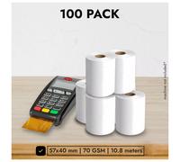 (100 Till Rolls) 57x40mm Thermal Till Rolls for Credit Card Machines Cash Registers PDQ Machines