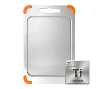 100% Titanium Cutting Board, Antibacterial Rustproof Chopping Board, Dishwasher Safe, Non-Slip Double-Sided Use, Dimensions 15.35x11.02x0.059 Inch for Kitchen Camping (L)