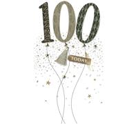 100 Today Balloon Bonanza Hand-Finished Champagne Birthday Card JGS766