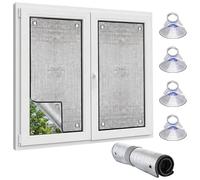 100% Total Blackout Window Insulation Film for Conservatory, Thermal Sun Blocking Reflective Window Film with Suction Cups, Heavy Duty Aluminium Insulation Cover for Loft(Black,40x80cm)