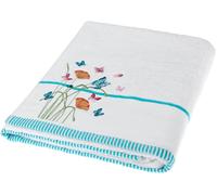 HOMESCAPES 100% Turkish Cotton 'Floral Butterfly' White Bath Towel Colourful Butterfly and Flowers