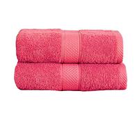 100% Turkish Cotton Guest Towels Hand Kitchen Towel Face Cloth 40 x 60 cm Pack Of 2 Twin Set (Raspberry)