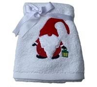 100% Turkish Cotton Hand Towel Festive Christmas Gonk Design Embroidered In White 550gsm