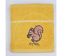 100% Turkish Cotton Tea Towels Embroidered Animal Cooks Cloth Luxury 3 Pack Kitchen Towel Set (Mustard Yellow Squirrel)