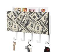 100 U.S. Dollars Key Holder for Wall with 5 Hooks Organizer Decorative Key Rack for Entryway Bathroom Office
