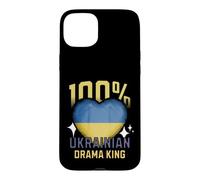 100% Ukrainian Drama King Funny Ukraine Roots Flag Heart Case for iPhone 15 Plus