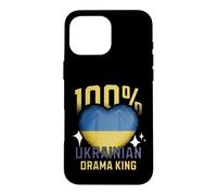 100% Ukrainian Drama King Funny Ukraine Roots Flag Heart Case for iPhone 16 Pro Max