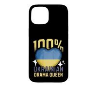 100% Ukrainian Drama Queen Funny Ukraine Roots Flag Heart Case for iPhone 15