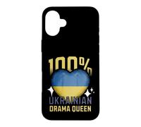 100% Ukrainian Drama Queen Funny Ukraine Roots Flag Heart Case for iPhone 16 Plus