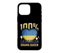 100% Ukrainian Drama Queen Funny Ukraine Roots Flag Heart Case for iPhone 16 Pro Max