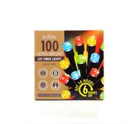 100 Ultra Bright Led Indoor & Outdoor Fairy Timer Lights Black Wire - Multi-Coloured