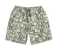 (100 US Dollars, American Dollar Bill Gift_5050) Famgem Men's Beach Shorts Hawaiian Swim Trunks with Pockets Quick Dry Board Swimwear Bathing Graphic Printed Suit for Surfing Lounge Running Gifts