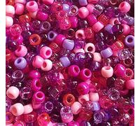 100 Very Berry Pony Bead Mix 9mm x 6mm