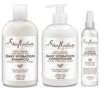 100% Virgin Coconut Oil TRIO BUNDLE| Daily Hydration Conditioner 13 Oz, Daily Hydration Shampoo 13 Oz & Leave-in Treatment 8 Oz by Shea Moisture