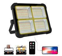 100 W LED Construction Spotlight Solar Rechargeable Battery Work Spotlight Solar Lamps for Outdoor Use with 16500 mAh Power Bank, 10000 Lumen for Construction Site Garage Workshop (Black (Remote)